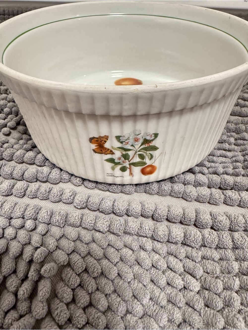 Vintage Limoges France Le Faune Botanical Porcelain Baking Dish - White & Green - Picture 5 of 9